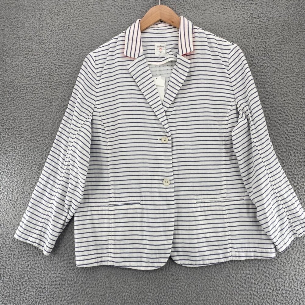Gap Jacket Womens 20 Plus Academy Blazer White Stripe Unstructured Pockets NWT